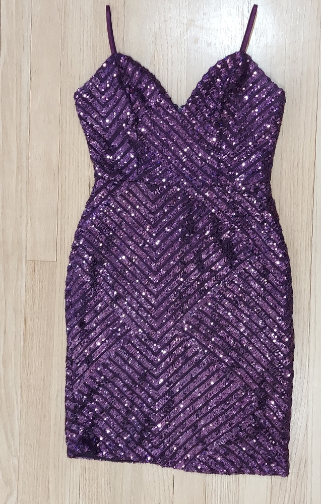 Purple sequin cocktail dress